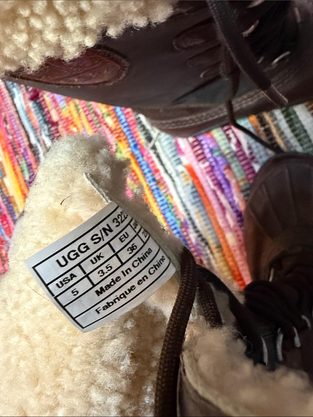 UGG Women's Brown and Cream Lace-Up Winter Boots - Picture 3 of 3